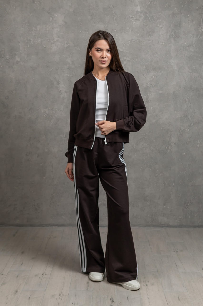 Костюм з двунитки бомбер на блискавці та палаццо